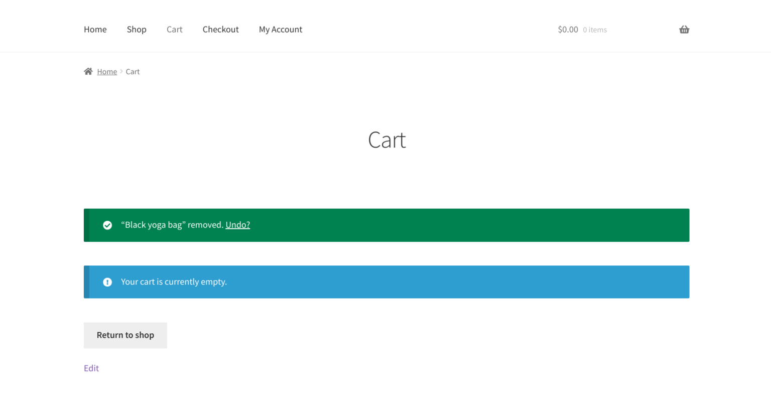 Empty Cart Redirect