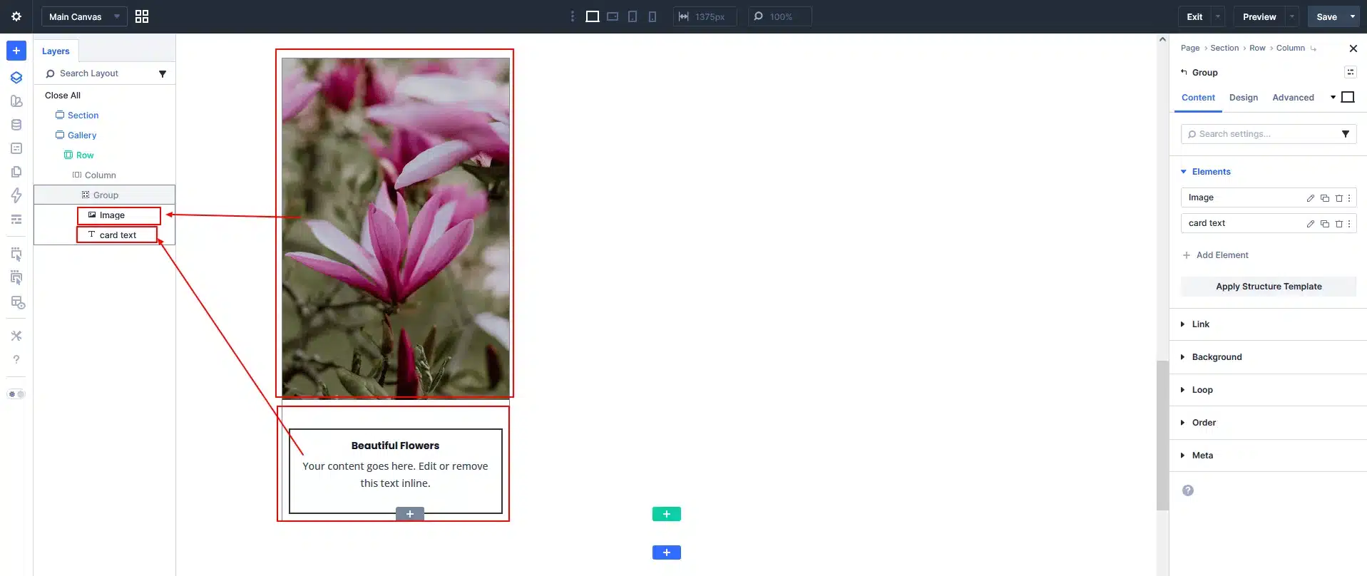Add Group Inside Each Column