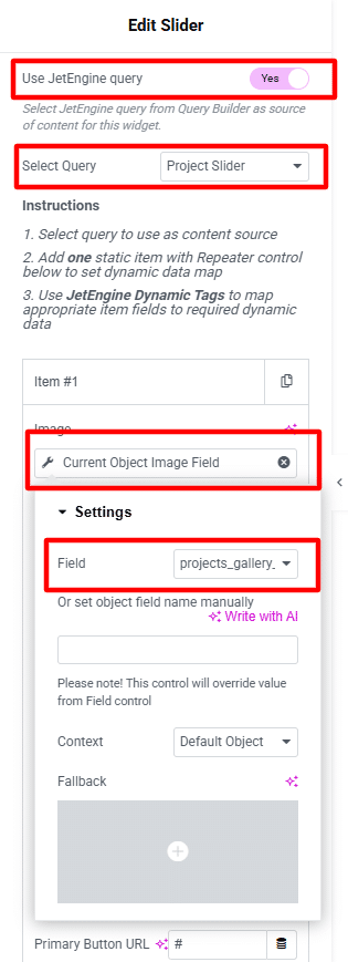 Update widget Setting