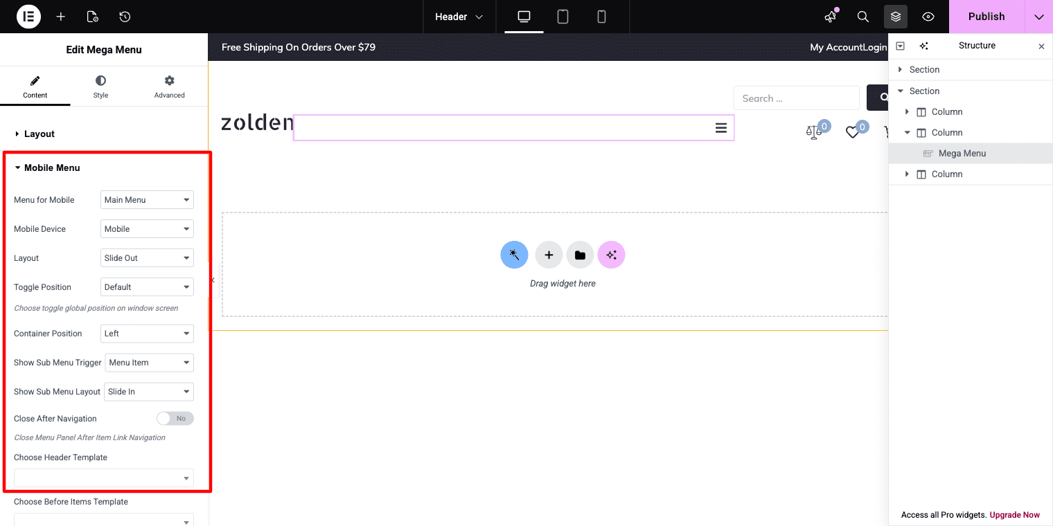 Configure The Mobile Panel Settings