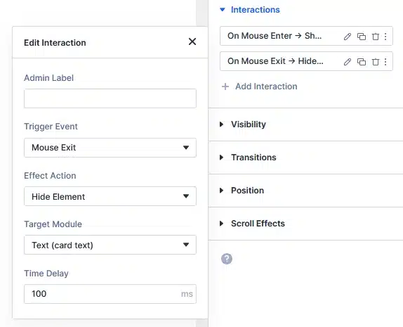 Add Hover Exit Interaction