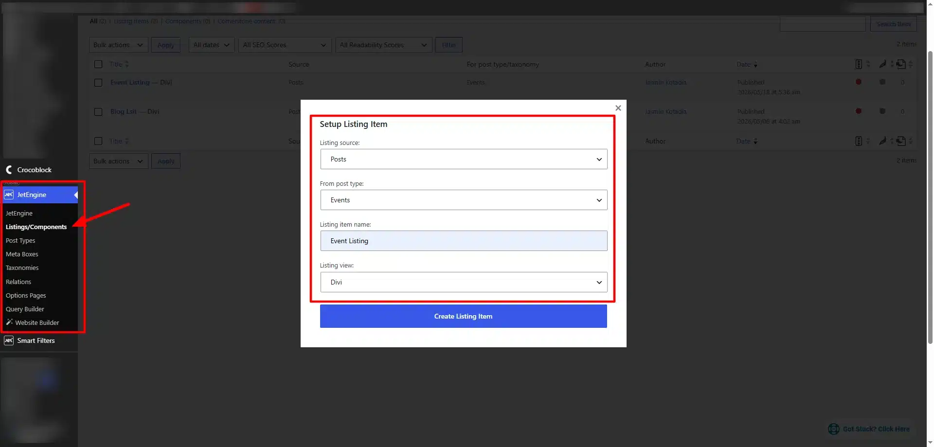 Add Listing Items