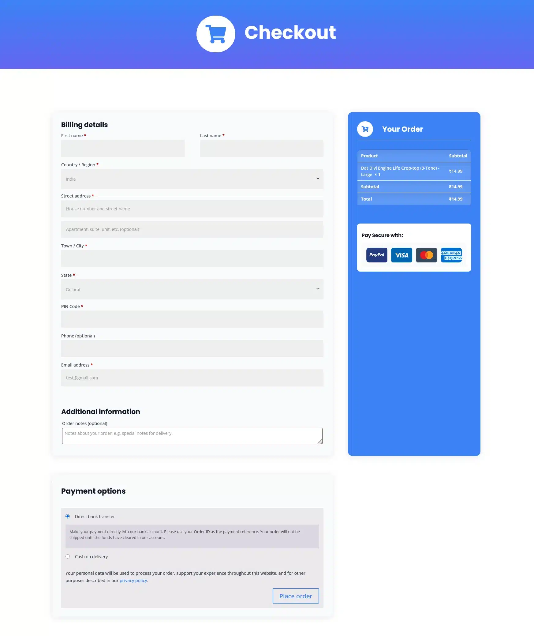 Checkout-output