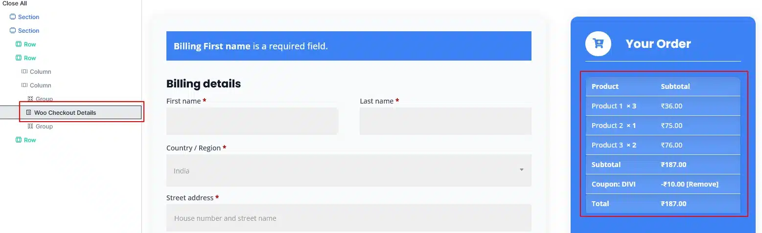 Woo Checkout Details module