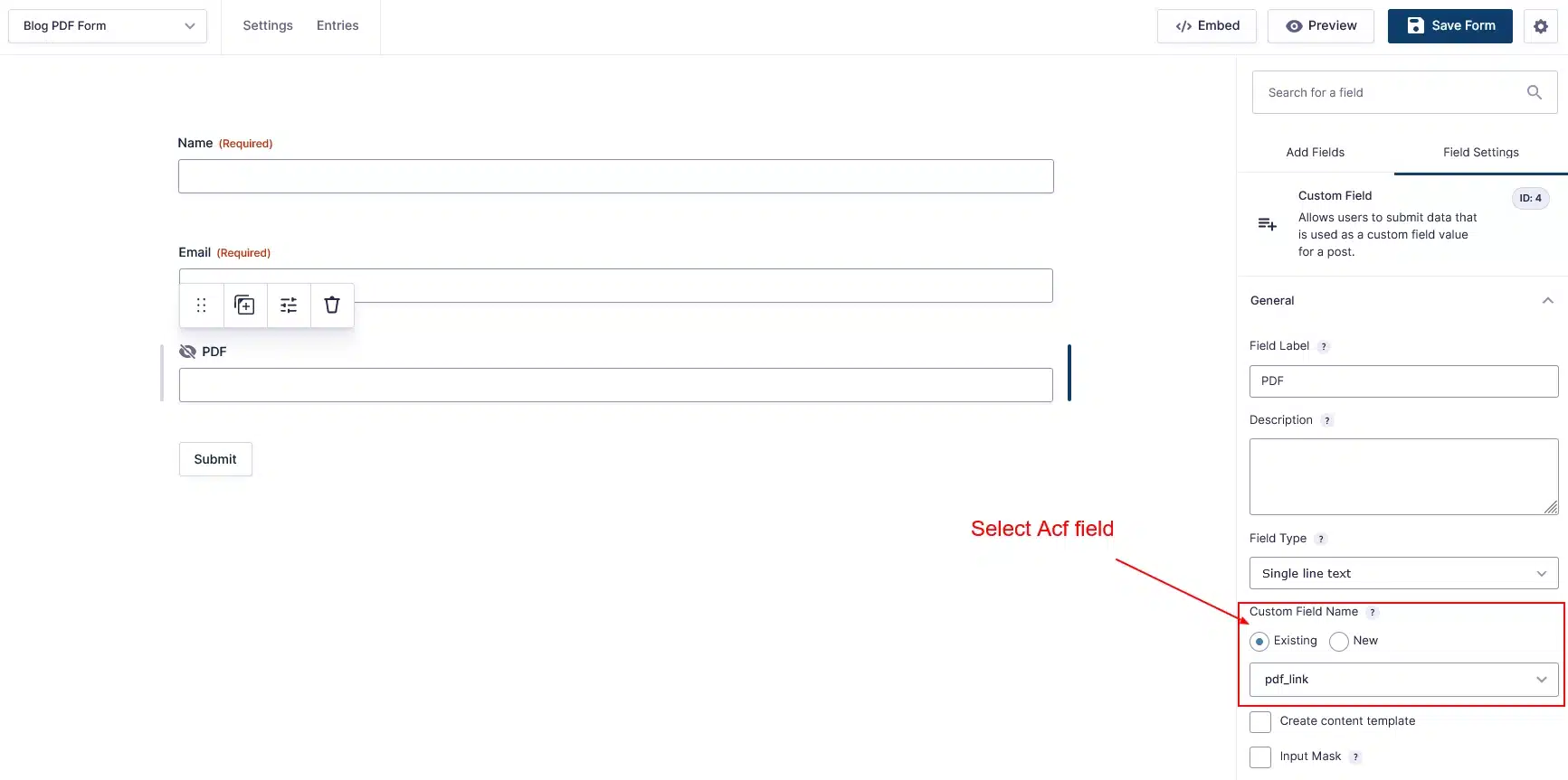 Hidden Field Settings