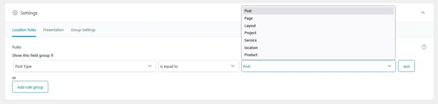Assign the Field Group