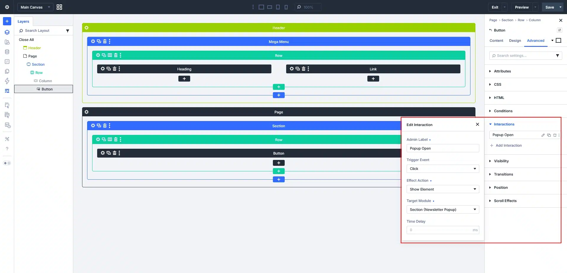 Button Click Interaction