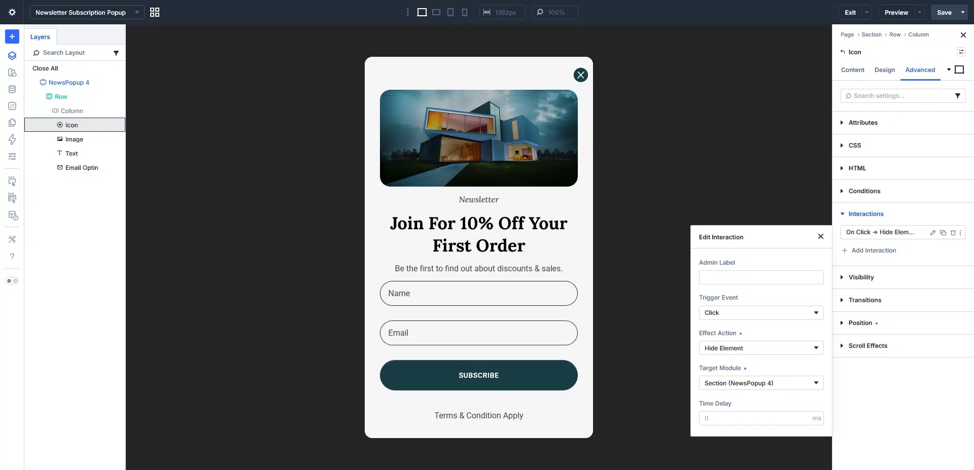 Close Interaction Settings