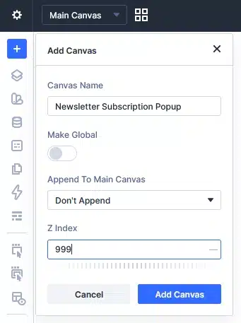 Create New Canvas