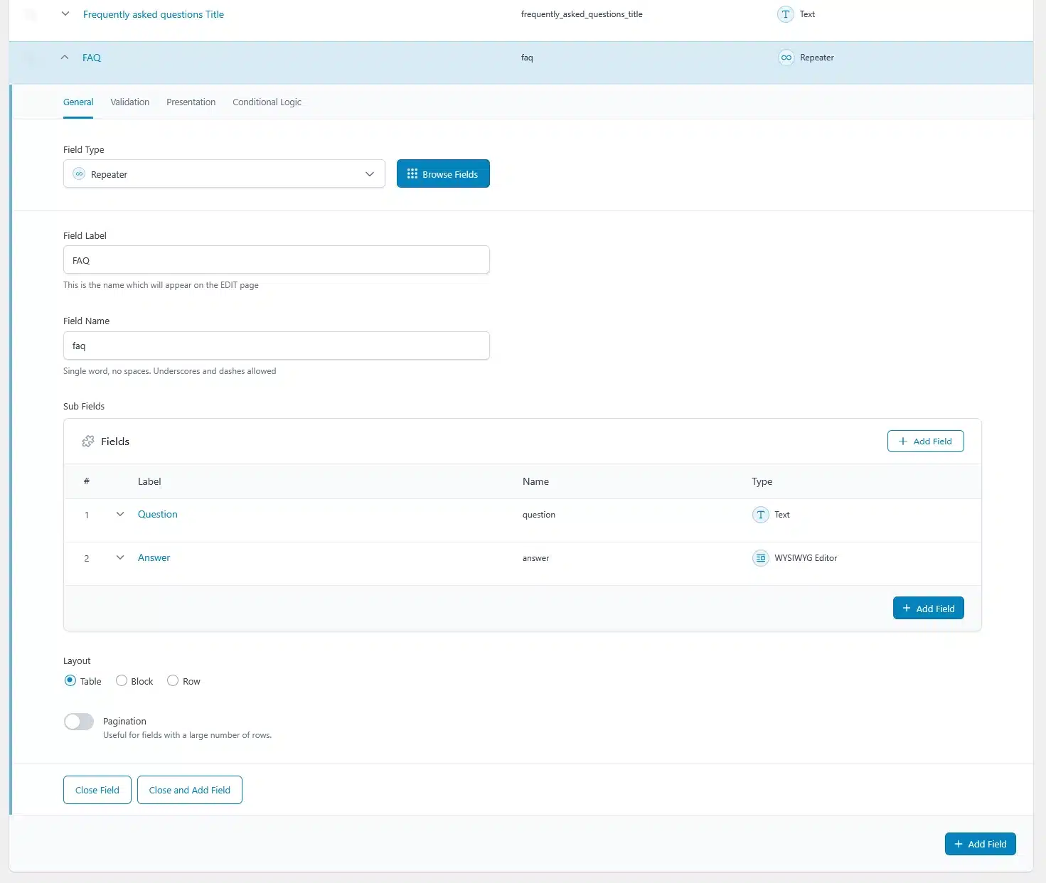 Create the ACF Fields