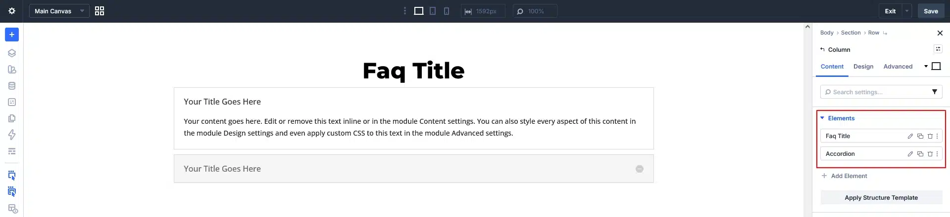 Create the FAQ Layout in Divi 5