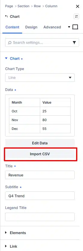 chart csv upload