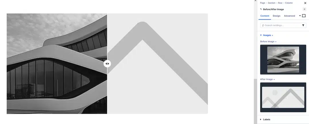Before Image selected in the module settings