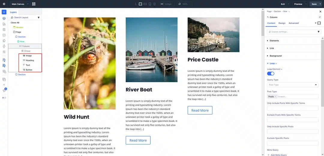 Blog card structure