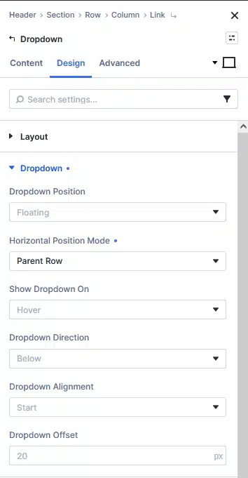 Configure the Dropdown Settings