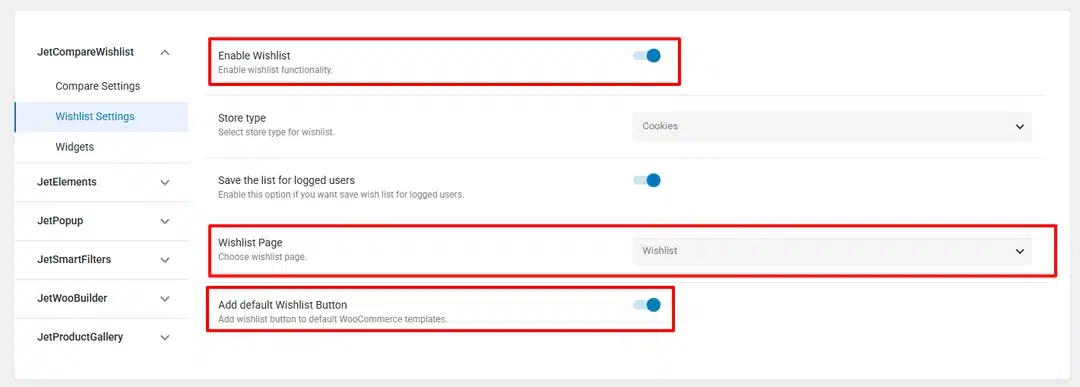 Configure the Wishlist Settings