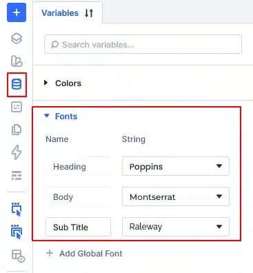 Create Global Font Variables