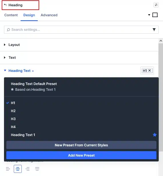 Create Heading Presets