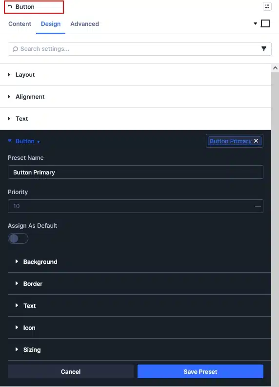 Create a Button Preset