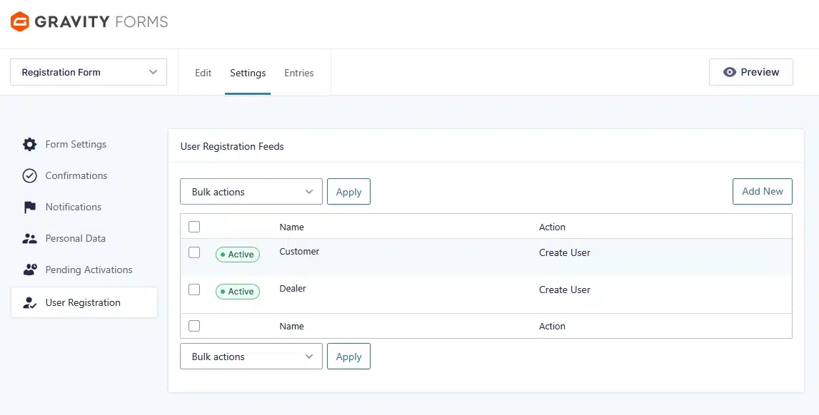 Create the Dealer User Registration Feed