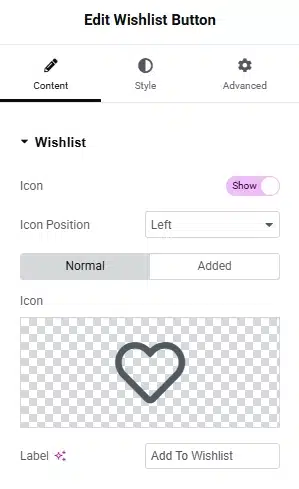 Customize the Wishlist Button