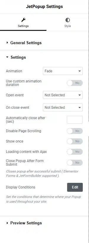 Design the Popup
