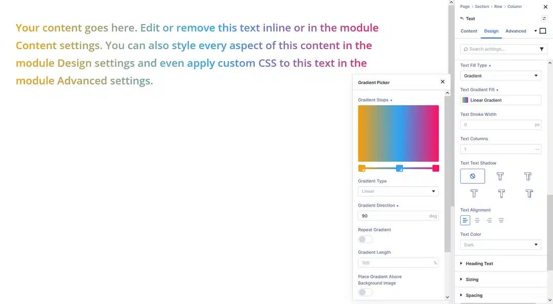 Divi 5 Gradient Picker