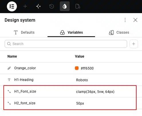 Example 2 Size Variables