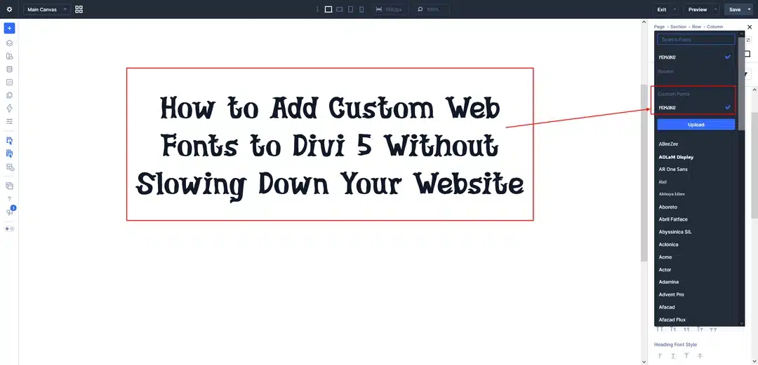 Find Your Font Under Custom Fonts