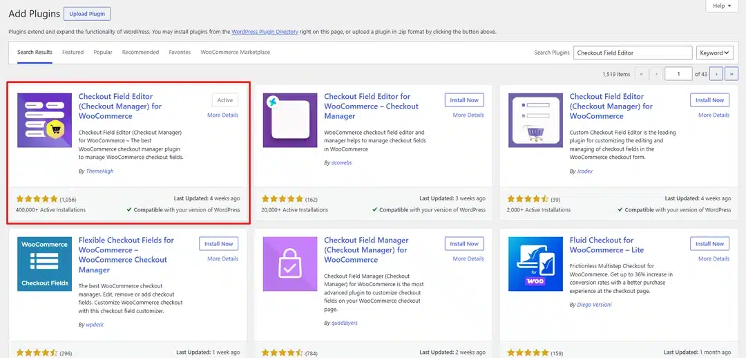 Install a Checkout Field Editor Plugin