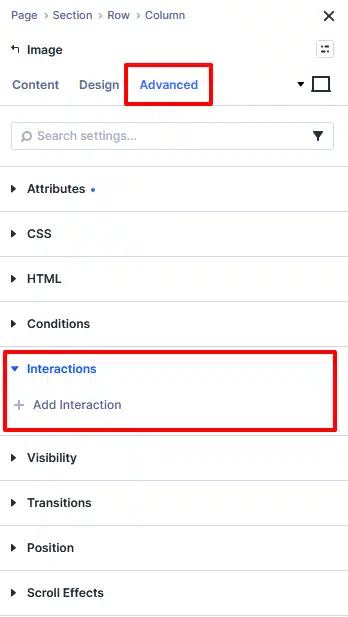 Interactions-option