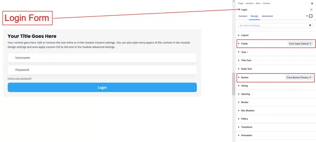 Login with saved presets