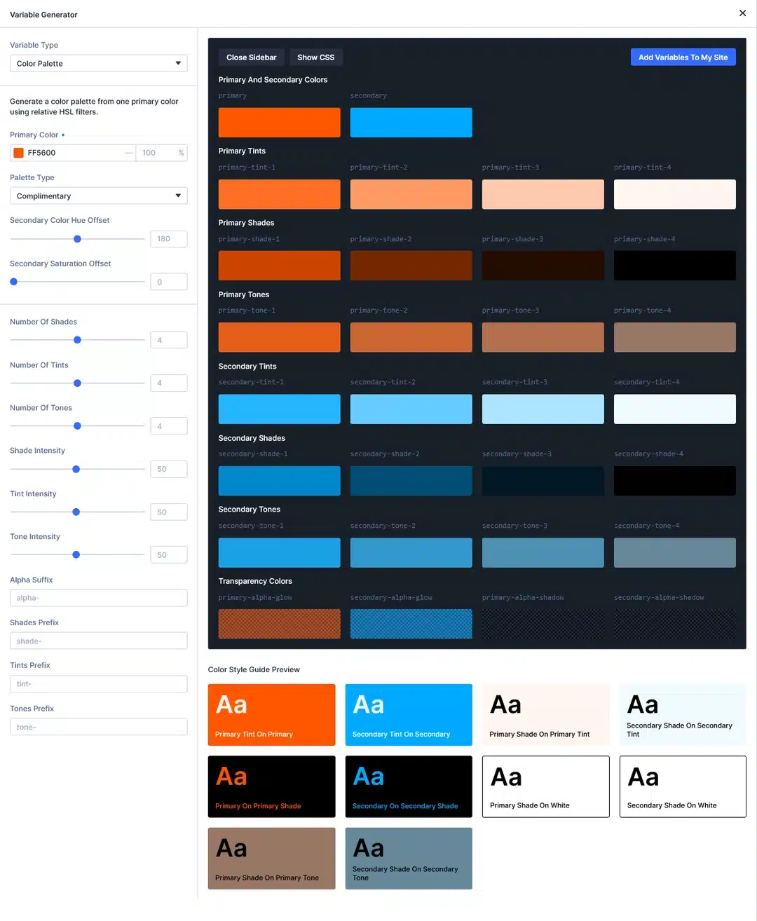 Primary Color field with your brand HEX value