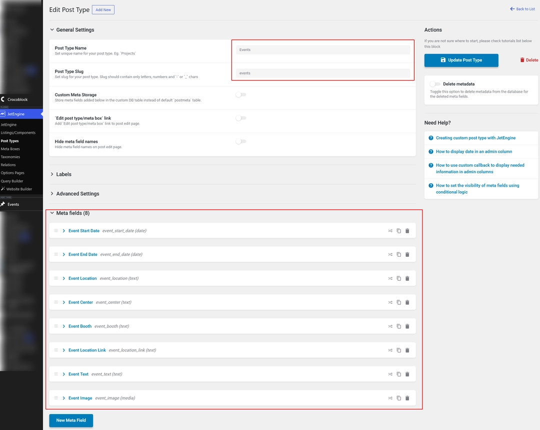 Step 1 Create an Events Custom Post Type