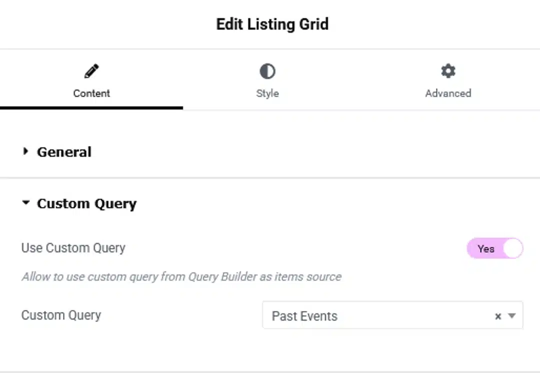 Step 10 Add the Past Events Section & Connect Query