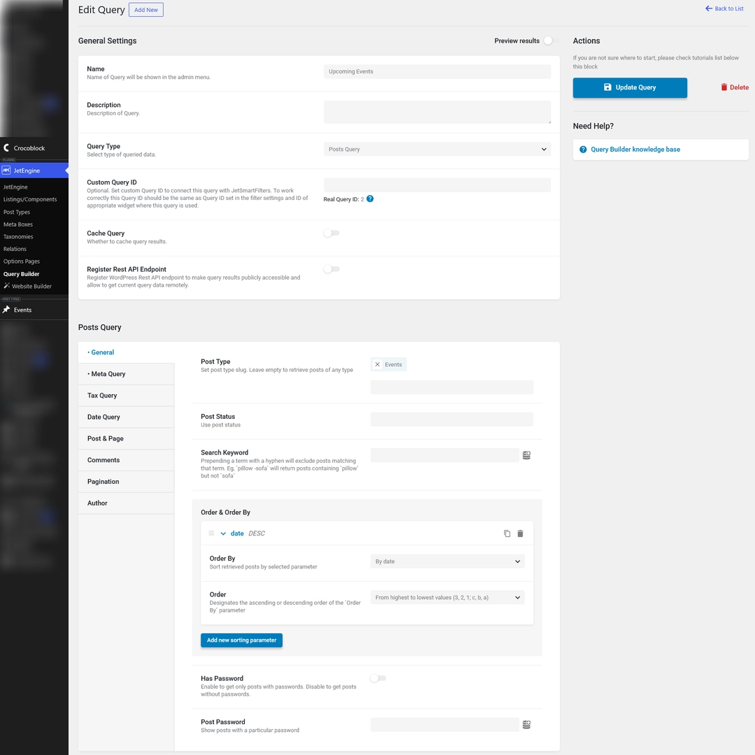 Step 3 Create the Upcoming Events Query
