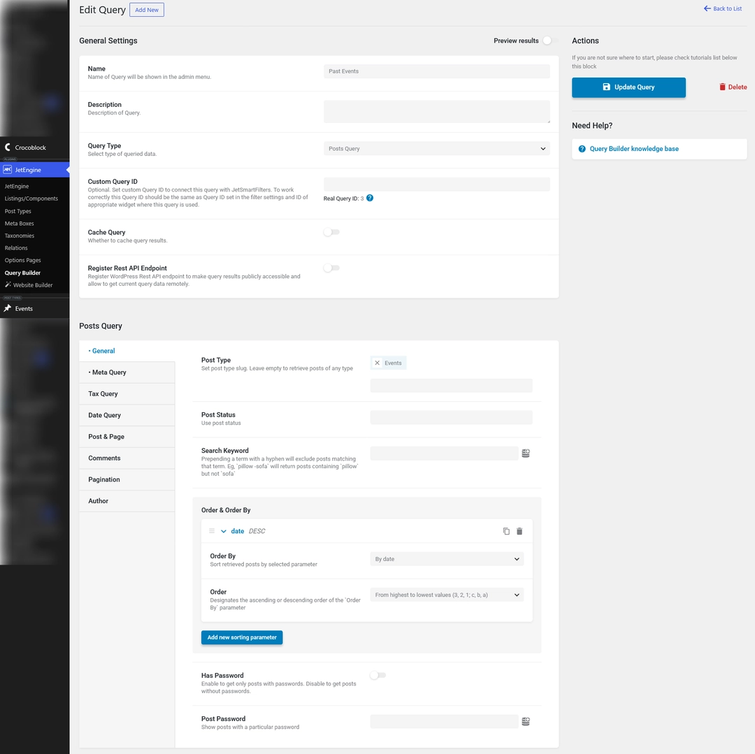Step 5 Create the Past Events Query