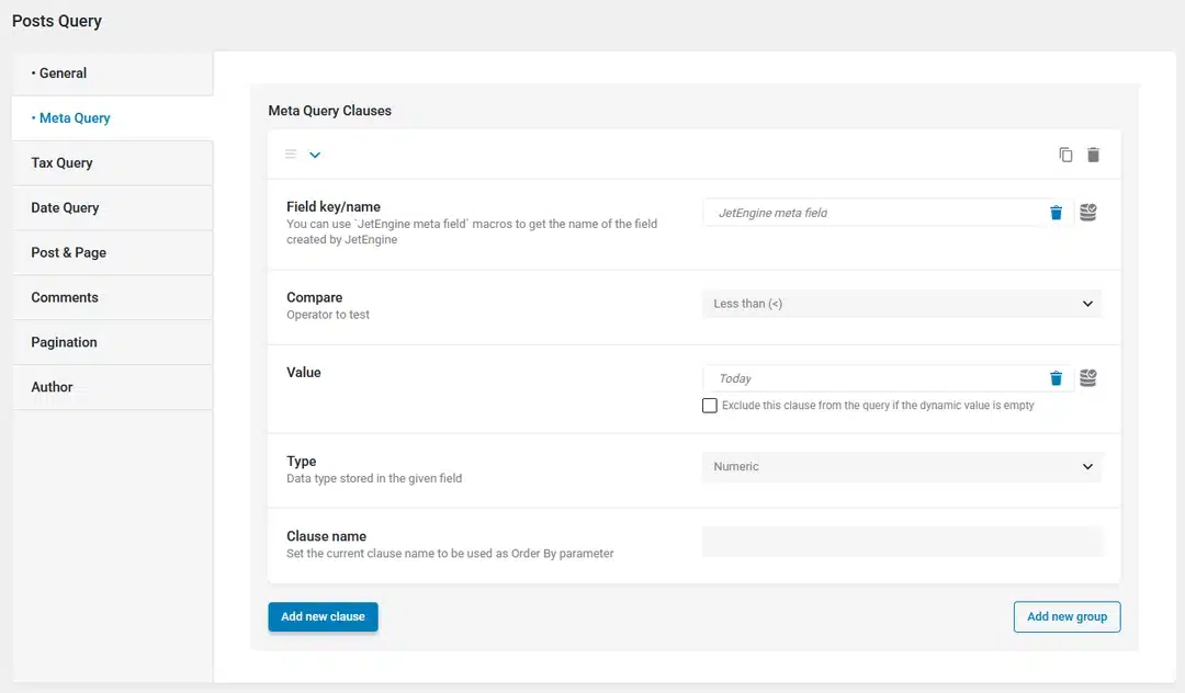 Step 6 Add the Past Events Meta Query