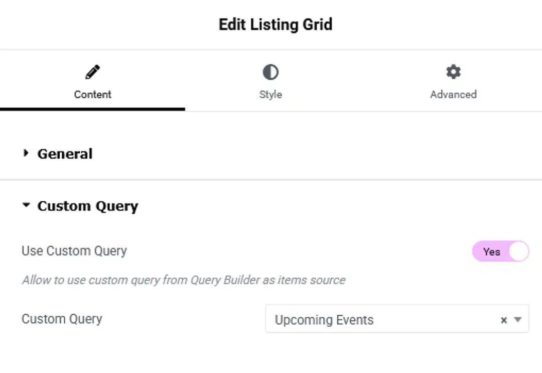 Step 9.1 Add the Upcoming Events Section & Connect - Select Query