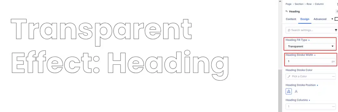 Text Fill Type set to Transparent