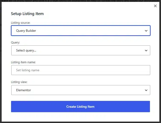 JetEngine's Query Builder Listing