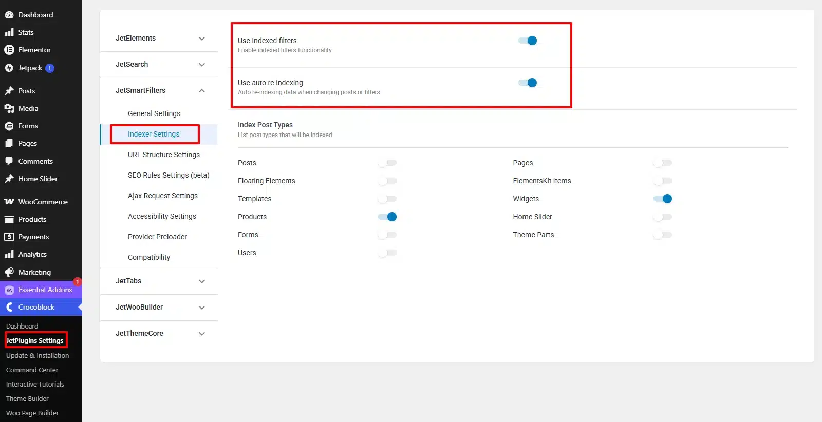 Indexer functionality