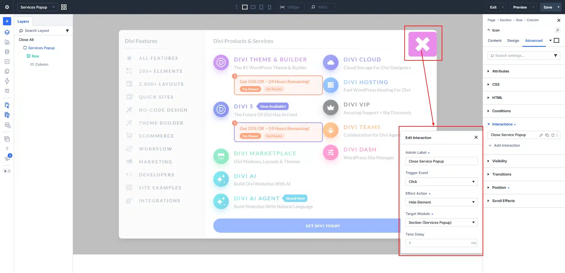 Add the Close Interaction