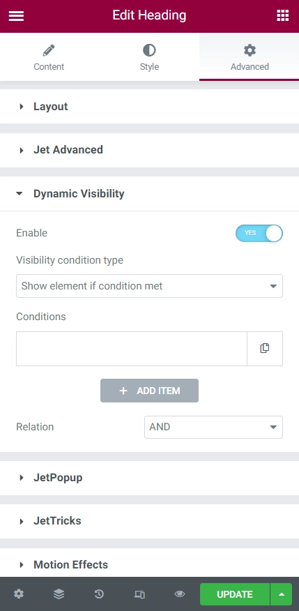 Configure a Dynamic Visibility Condition