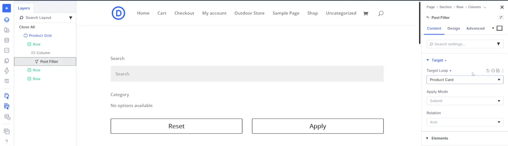 Configure each control