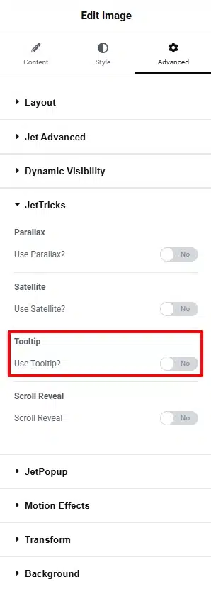 Enable the Tooltip