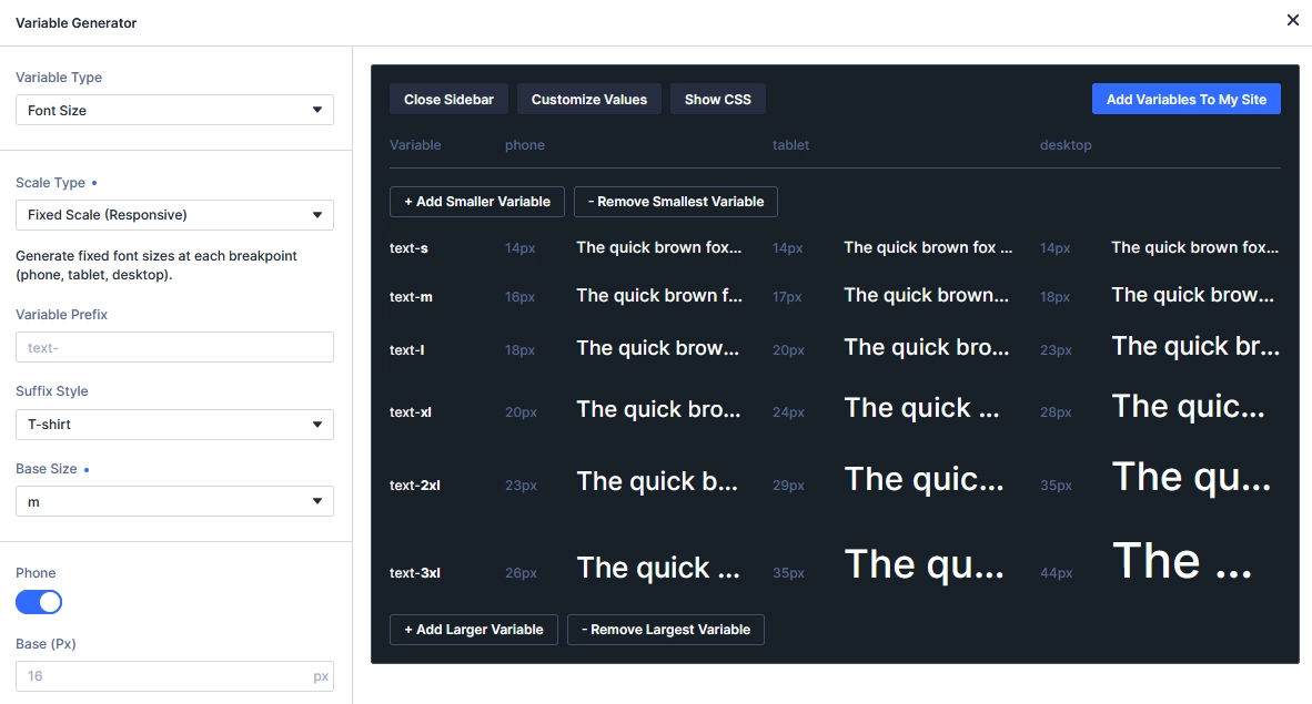 Fixed Scale Responsive option