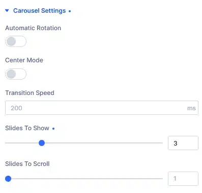 Group Carousel settings