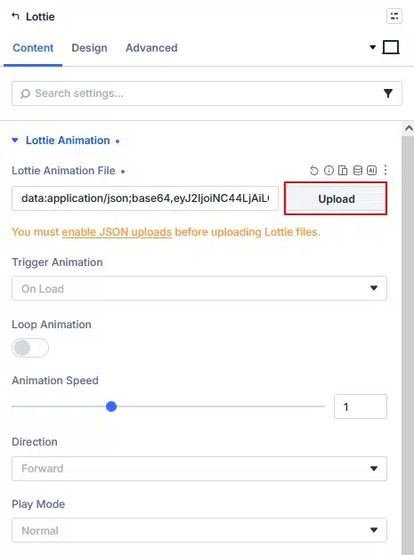 JSON upload